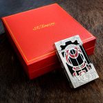 فندک گازی برند S.T Dupont (مشکی نقره ای طرحدار) اورجینال