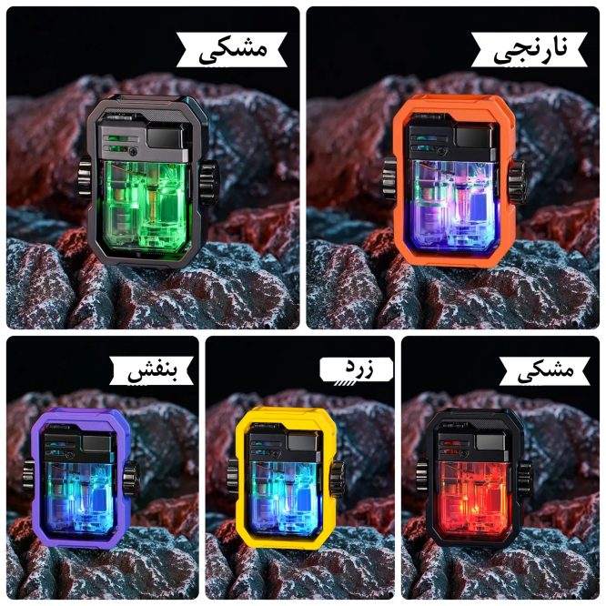 New Creative Mechanical Gyro Lighter Metal Windproof Jet Luminous Transparent Body Butane Torch Lighter Cool Men's Gift